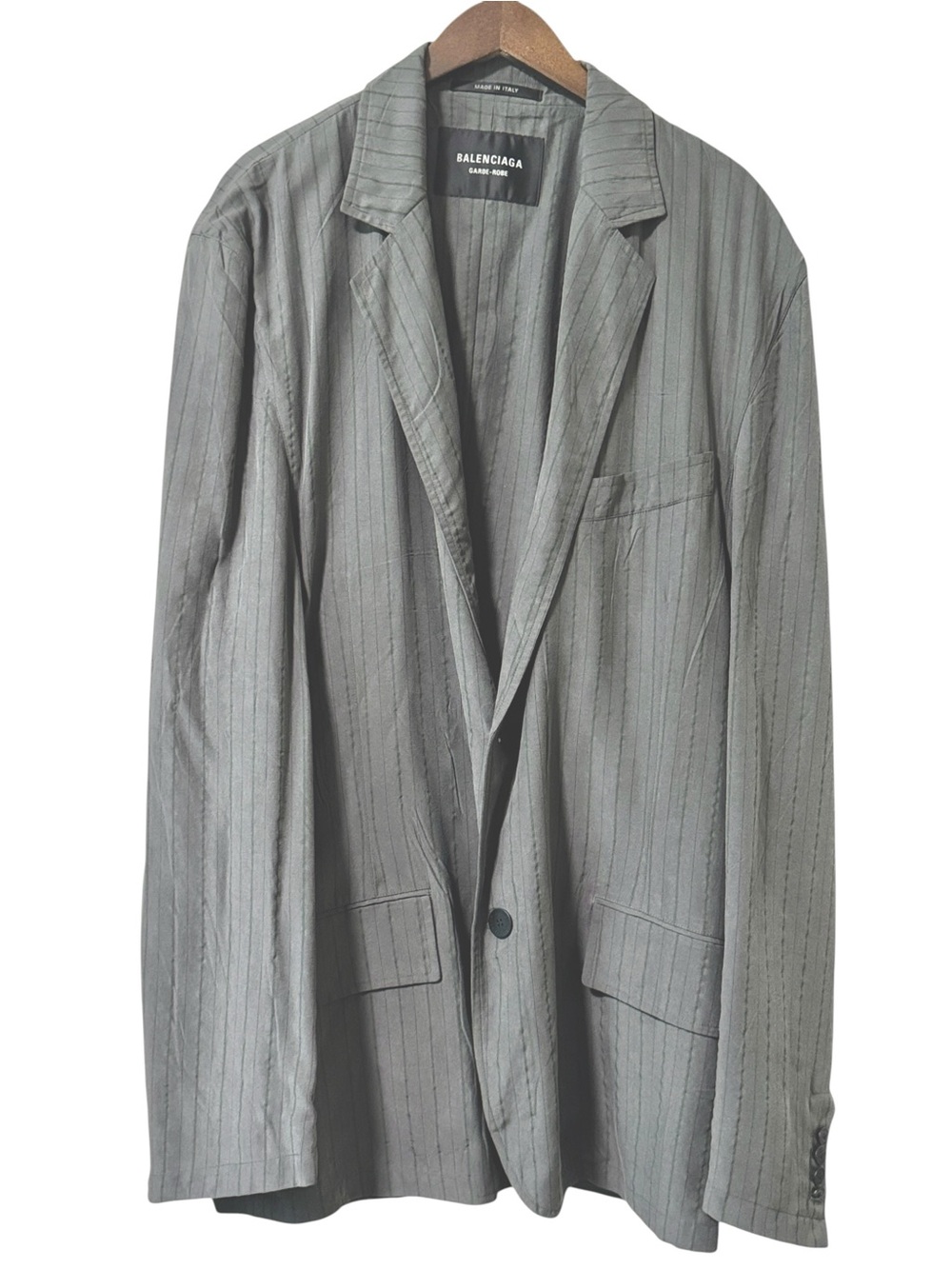 Balenciaga Garde-Robe Fluid Pinstripe Tailored Blazer Jacket Size 3